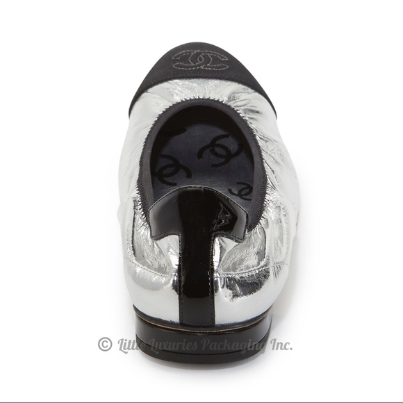 BRAND NEW Authentic Chanel Silver Ballet Flats - Picture 13 of 16